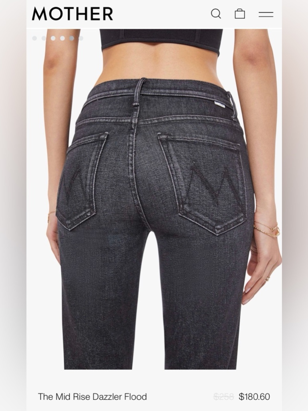 Mother The Mid Rise Dazzler Flood Jeans in Color Not Today Satan. Size 26. NWT.